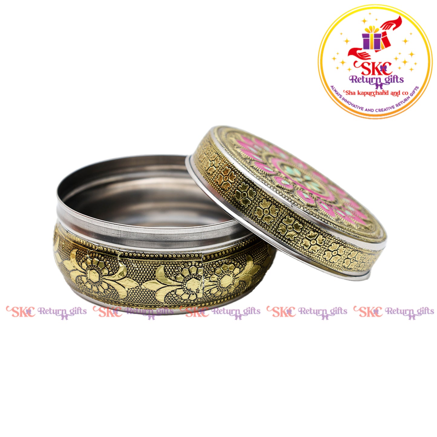 4.5" Stainless Steel Embosed Meena Box