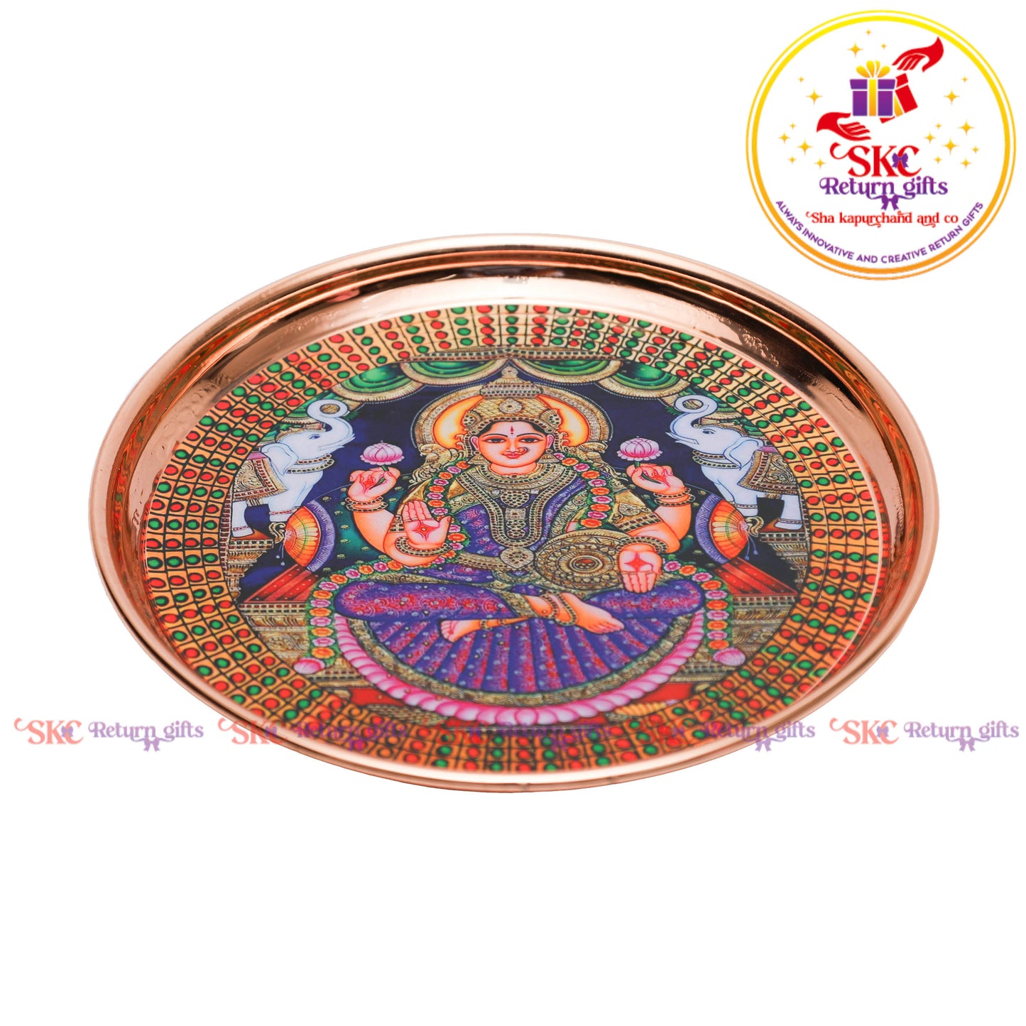 8 Inch Pichwai Rose Gold Pooja Plate