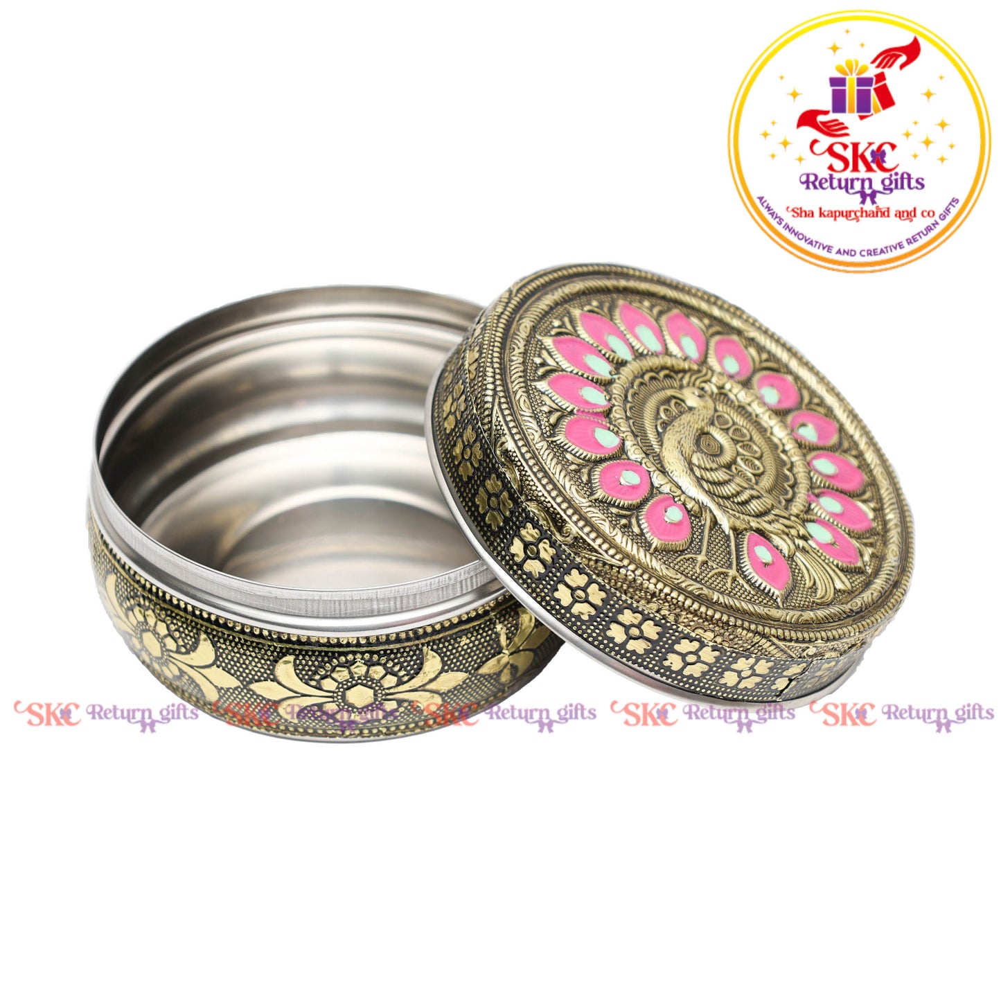 4 Inch Stainless Steel Embossed Meena Box