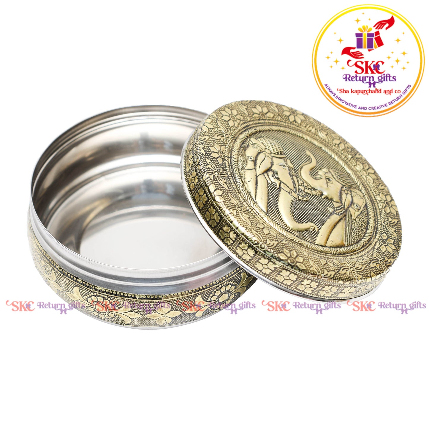 5 Inch Stainless Steel Embossed Meena Box