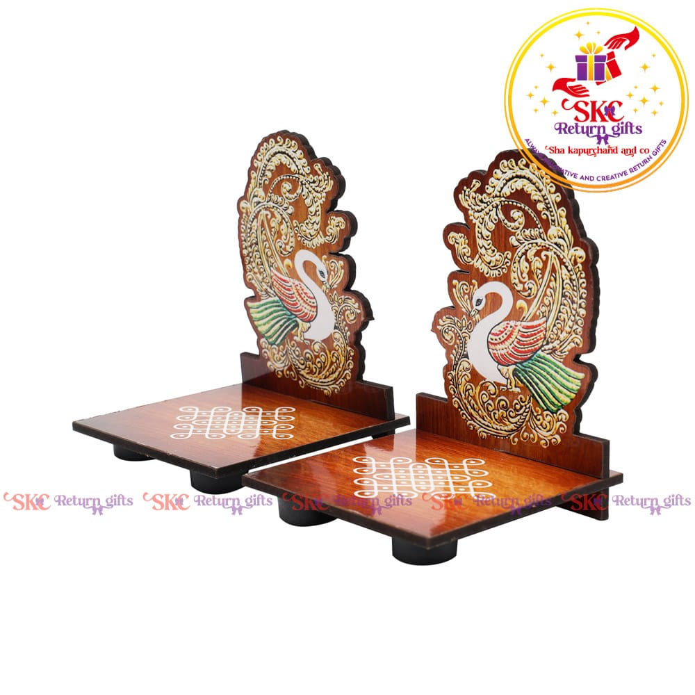 MDF Diya Stand Peacock Pair