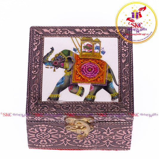 Tanjore Digital Art Pooja Box Royal Elephant