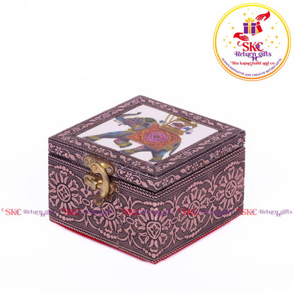 Tanjore Digital Art Pooja Box Royal Elephant