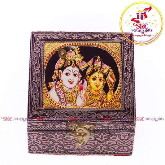 Tanjore Digital Art Pooja Box Radha Krishna