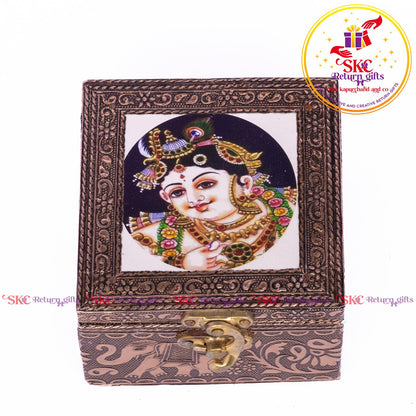 Tanjore Digital Art Pooja Box Krishna