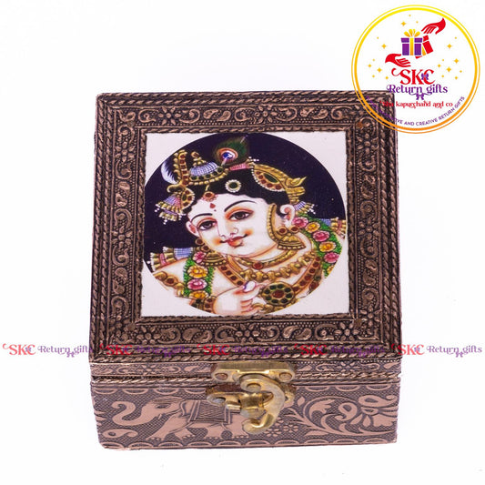 Tanjore Digital Art Pooja Box Krishna