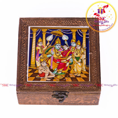 Tanjore Digital Art Pooja Box Ram Darbar