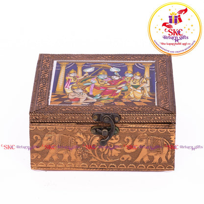 Tanjore Digital Art Pooja Box Ram Darbar