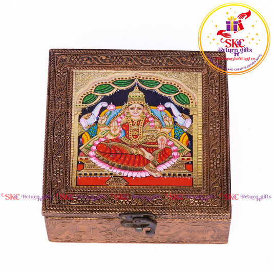 Tanjore Digital Art Pooja Box Mahalaxmi