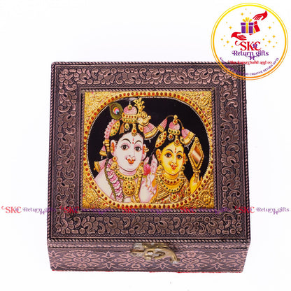 Tanjore Digital Art Pooja Box Radhakrishna