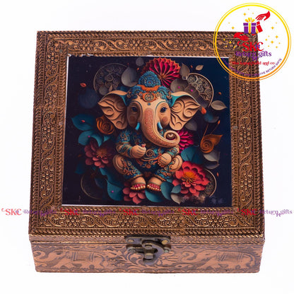 Tanjore Digital Art Pooja Box Ganesha