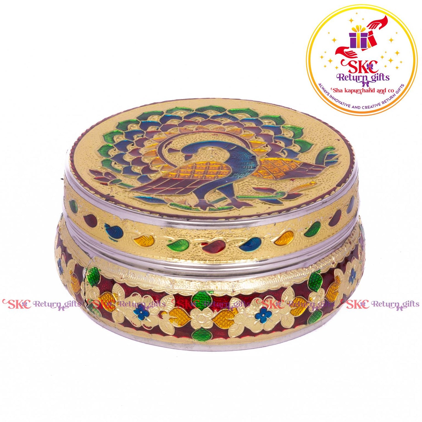 Stainless Steel Menakari Peacock Box