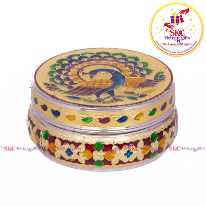 Stainless Steel Menakari Peacock Box