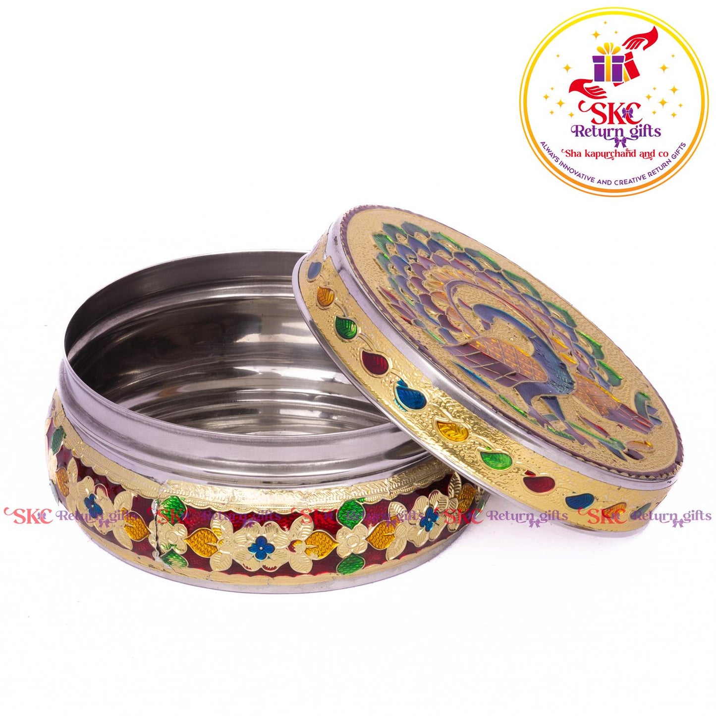 Stainless Steel Menakari Peacock Box