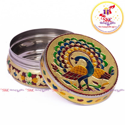 Stainless Steel Menakari Peacock Box