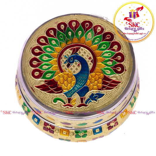 Stainless Steel Menakari Peacock Box