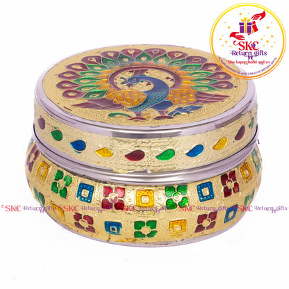Stainless Steel Menakari Peacock Box