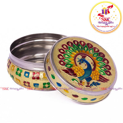 Stainless Steel Menakari Peacock Box