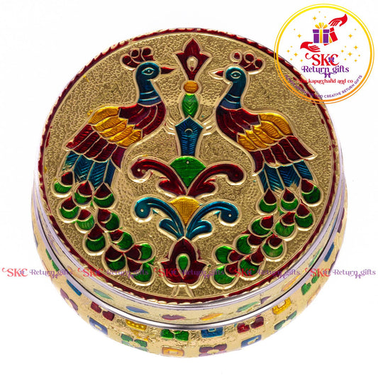 Stainless Steel Menakari Double Peacock Box