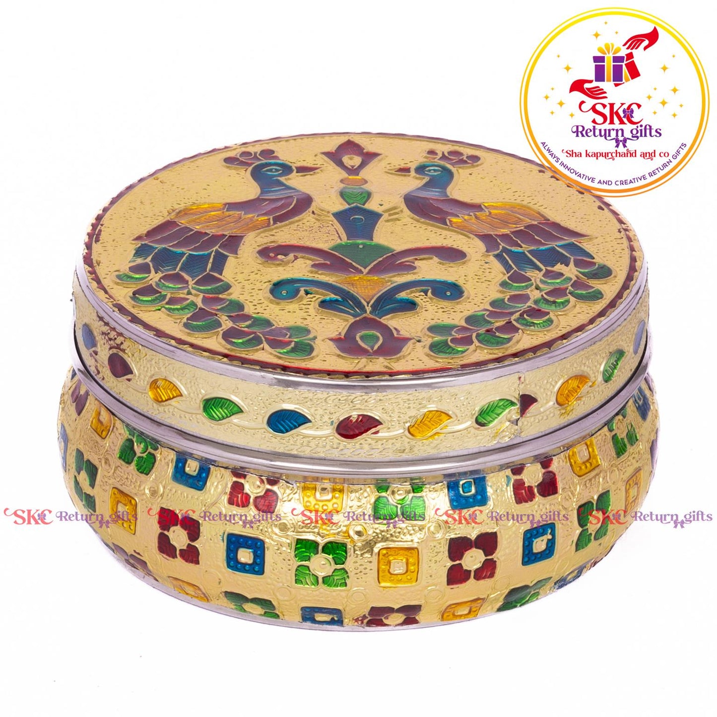 Stainless Steel Menakari Double Peacock Box
