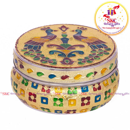 Stainless Steel Menakari Double Peacock Box