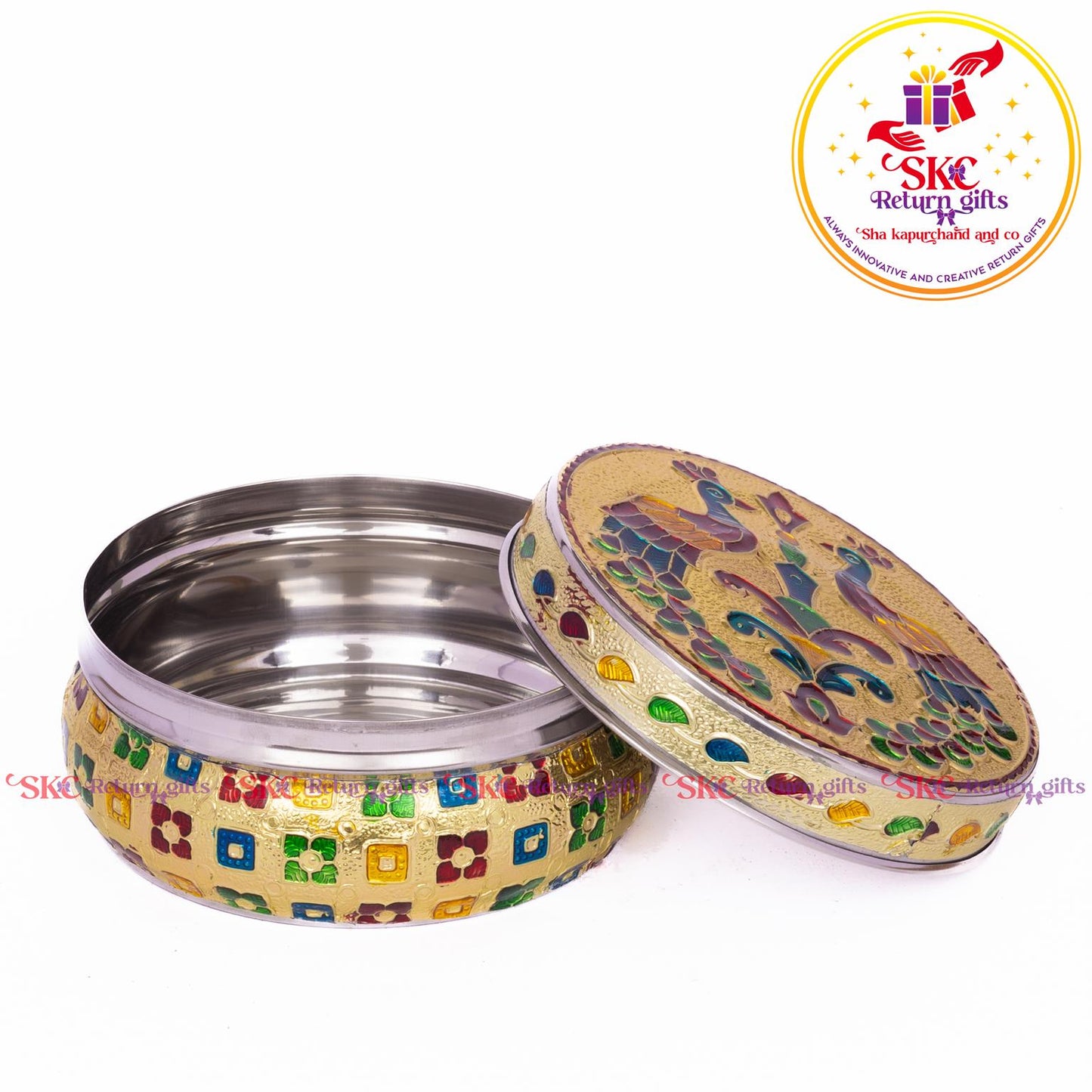 Stainless Steel Menakari Double Peacock Box