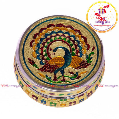 Stainless Steel Menakari Peacock Box