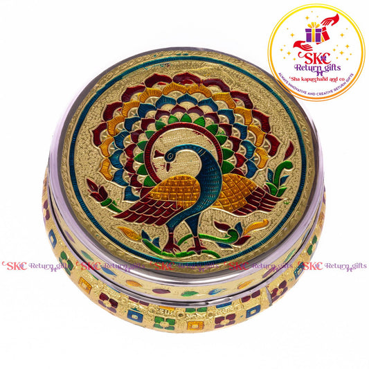 Stainless Steel Menakari Peacock Box