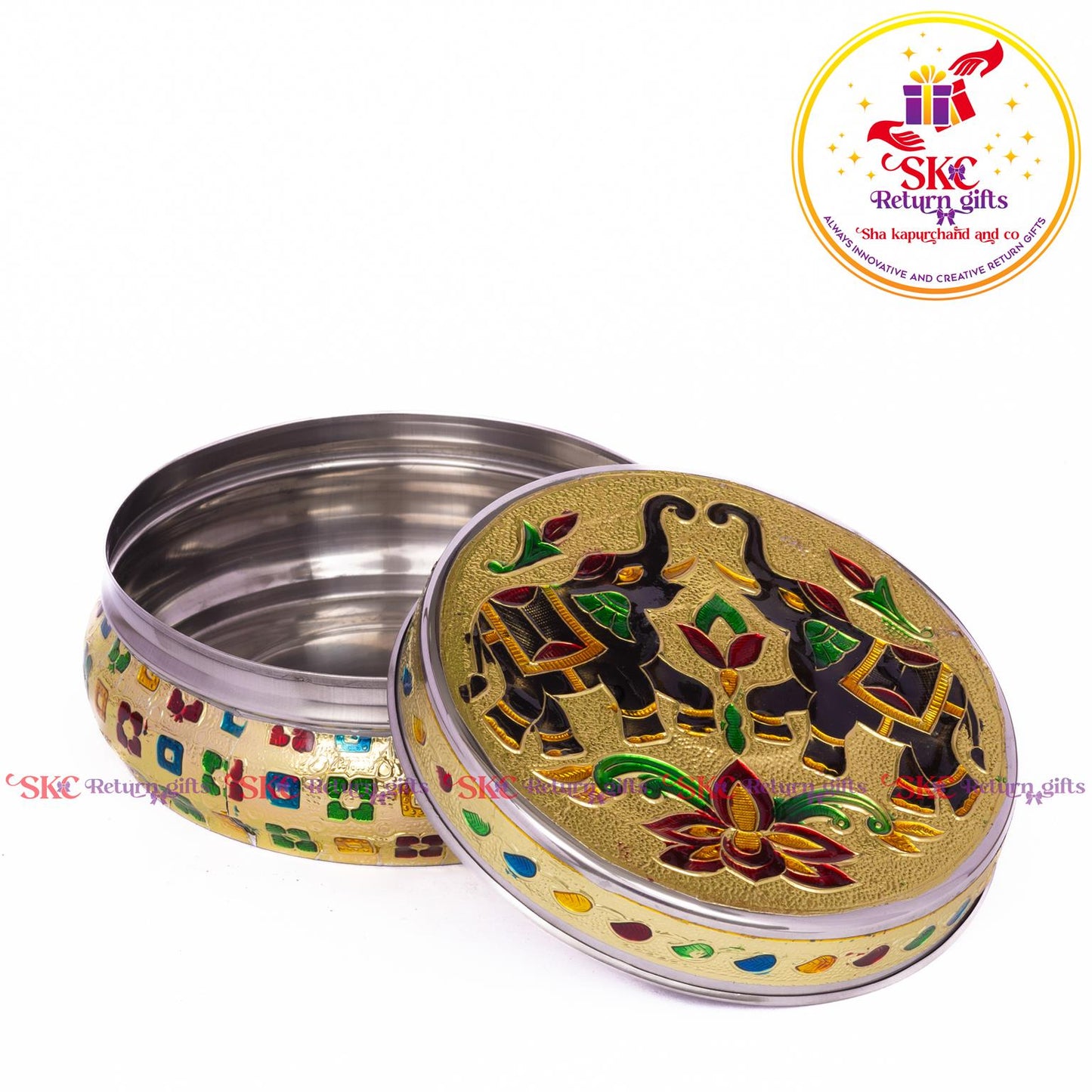 Stainless Steel Menakari Double Elephant Box