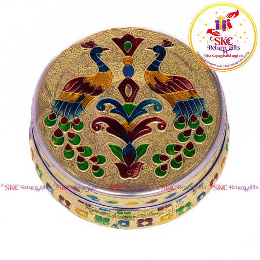 Stainless Steel Menakari Double Peacock Box