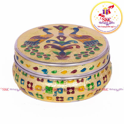 Stainless Steel Menakari Double Peacock Box