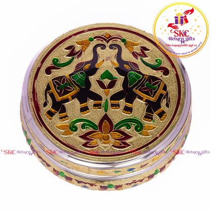 Stainless Steel Menakari Double Elephnat Box