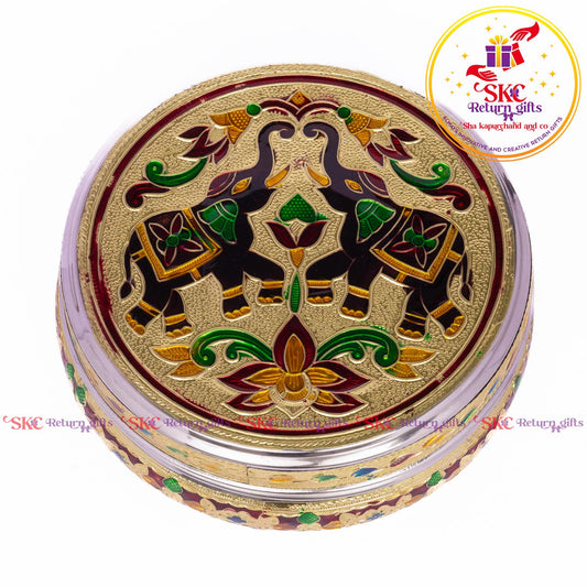 Stainless Steel Menakari Double Elephnat Box
