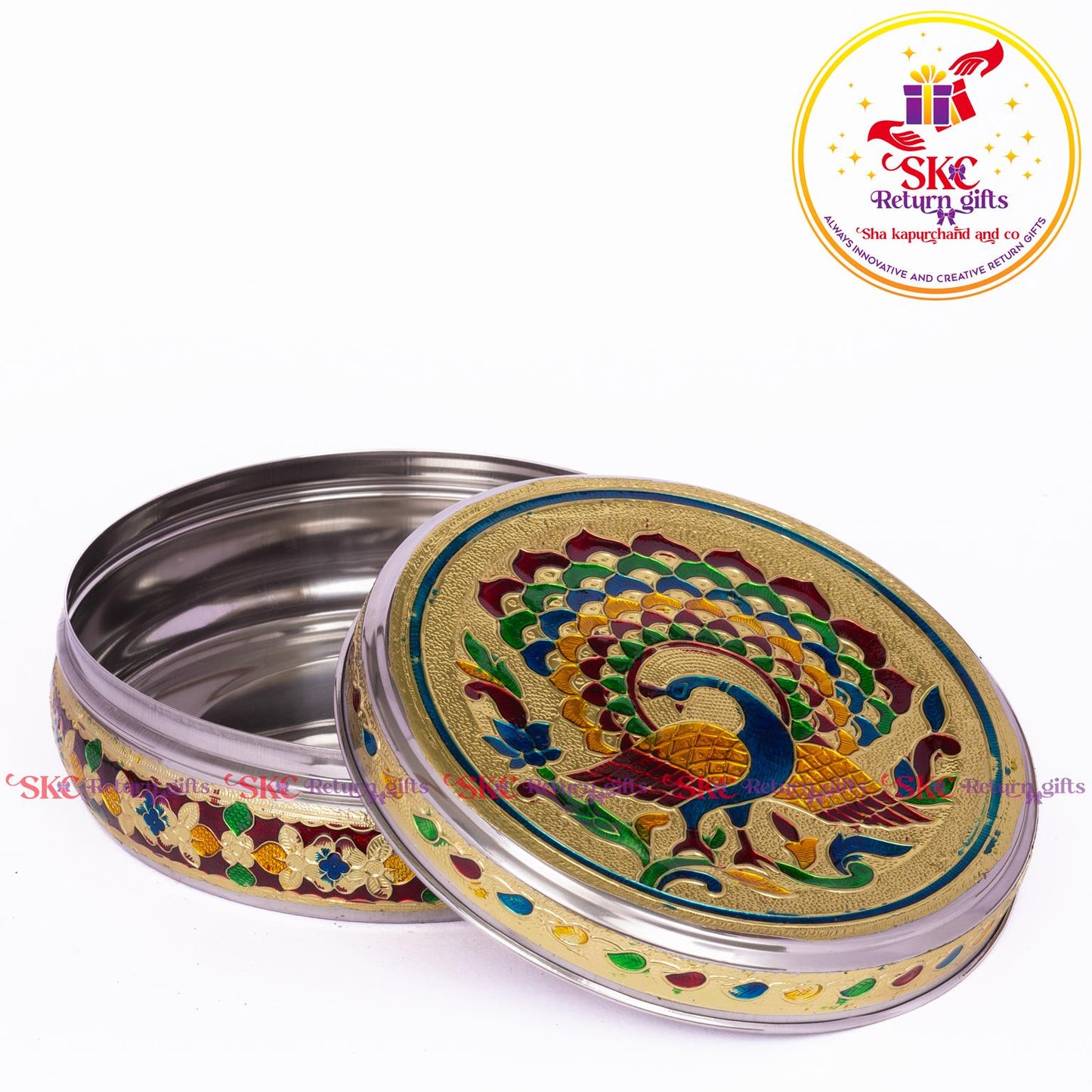 Stainless Steel Menakari Peacock Box