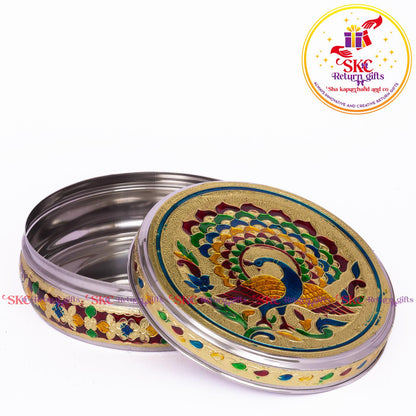 Stainless Steel Menakari Peacock Box