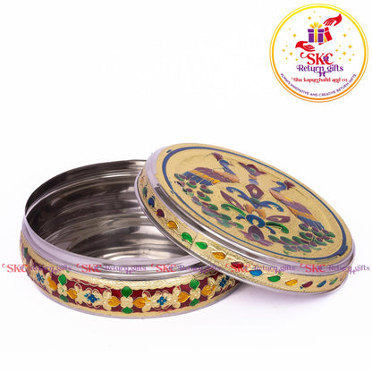 Stainless Steel Menakari Double Peacock Box
