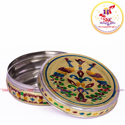Stainless Steel Menakari Double Peacock Box