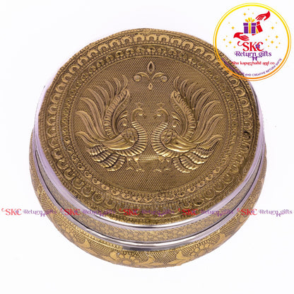 Stainless Steel Embosed Double Peacock Box