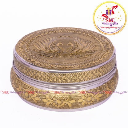 Stainless Steel Embosed Double Peacock Box
