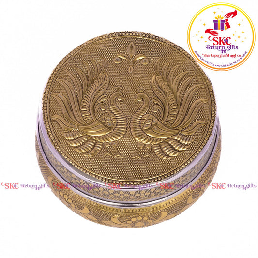 Stainless Steel Embosed Double Peacock Box