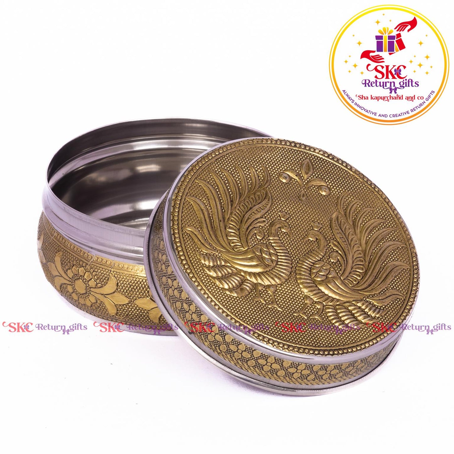 Stainless Steel Embosed Double Peacock Box