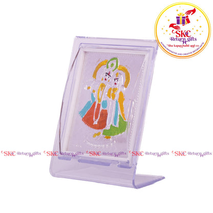 999 Silver Foil Radha Krishna Medium Stand