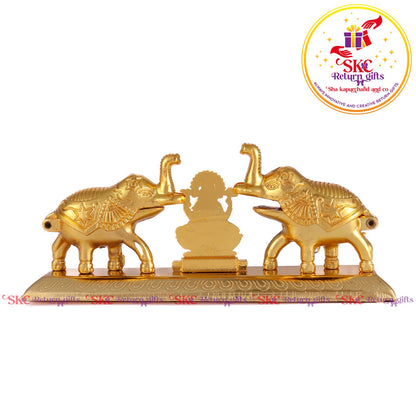 Double Elephant Kum-kum Holder With Maha Laxmi