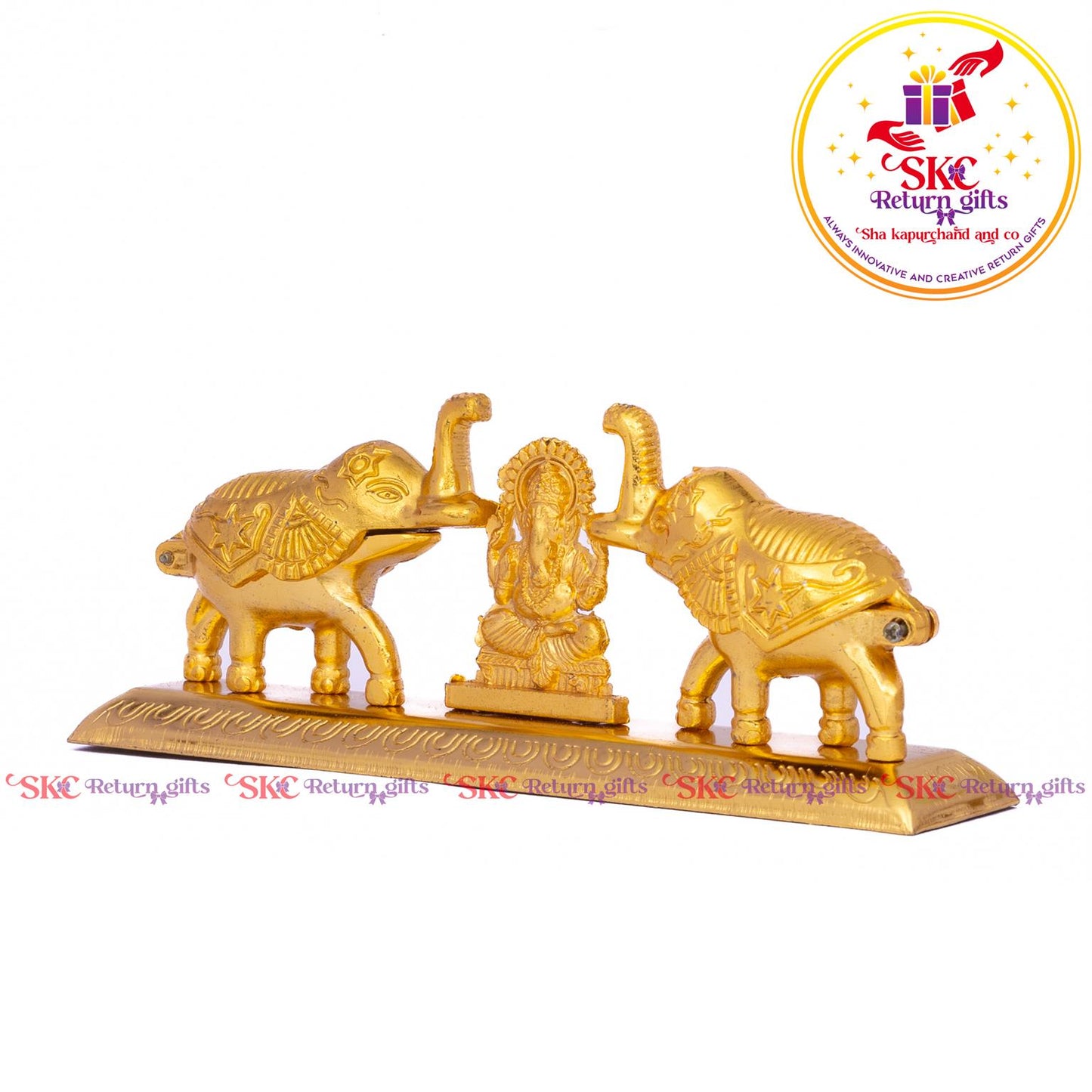 Double Elephant Kum-kum Holder With Ganesha