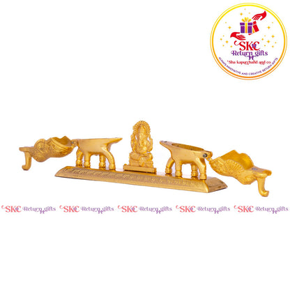 Double Elephant Kum-kum Holder With Ganesha