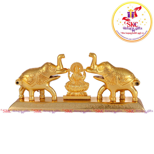 Double Elephant Kum-kum Holder With Maha Laxmi