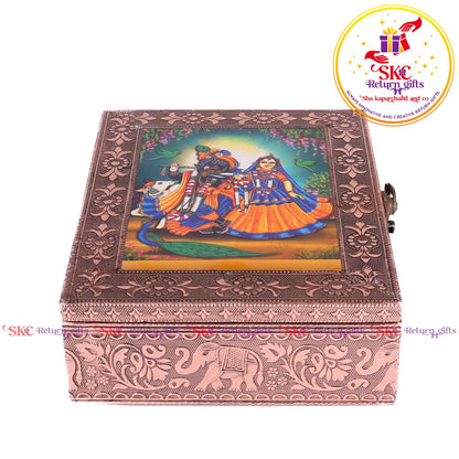 Tanjore Digital Art Pooja Box Radha Krishna
