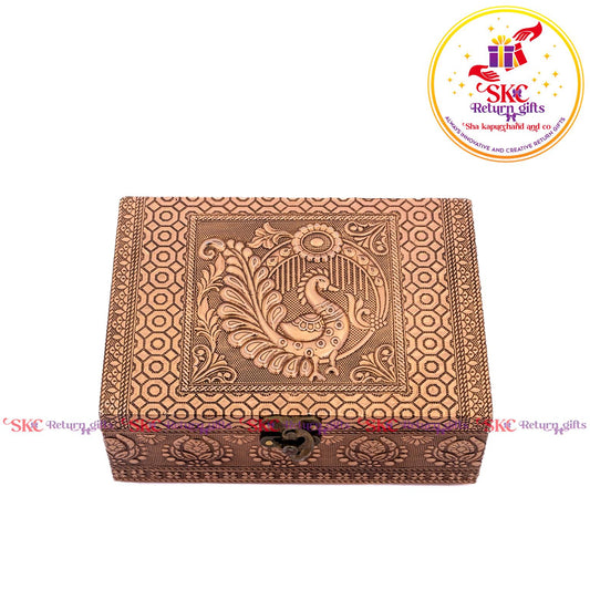 Embossad Peacock Jewellery Box