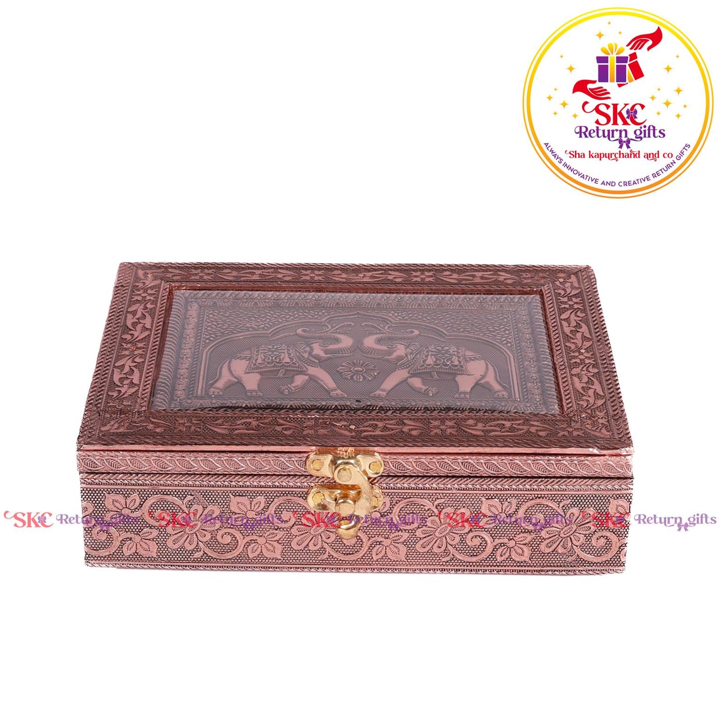 Embossed  Double Elephant Jewellery Box