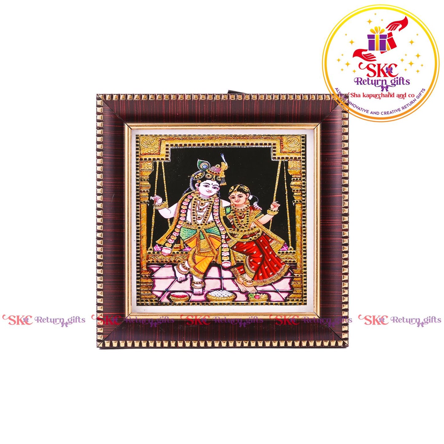 Tanjore Digital Art & Radha Krishna